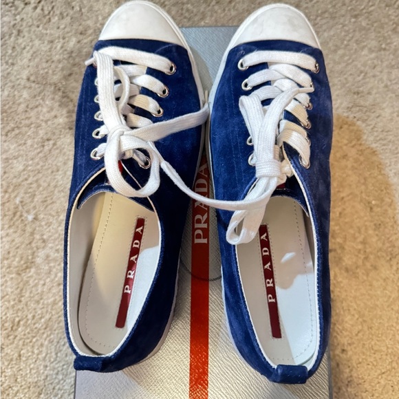 Prada blue suede sneakers size 38.5/81/2 - Picture 3 of 6